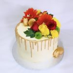 Cake decorated with fresh flowers