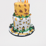 Jungle themed two tier cake
