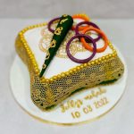 Cushion shaped mehndi celebration cake