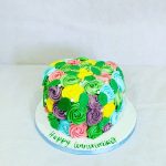 multi coloured heart cake
